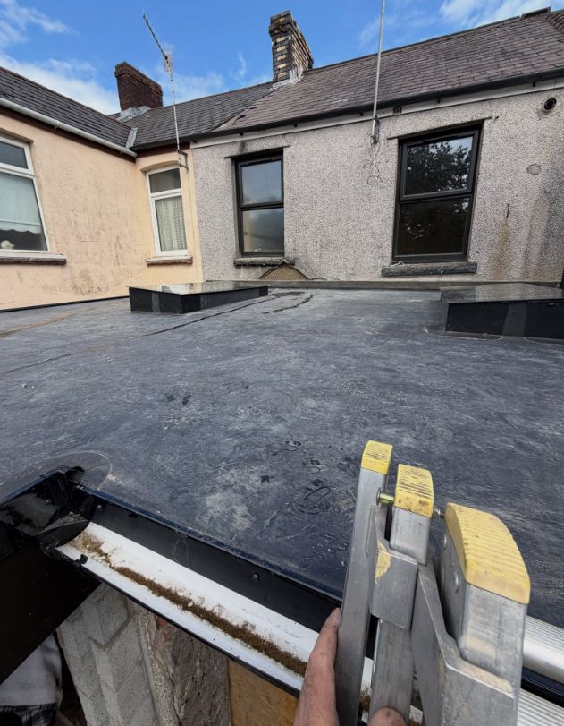 Rear extension flat roof with rooflights on a terraced house